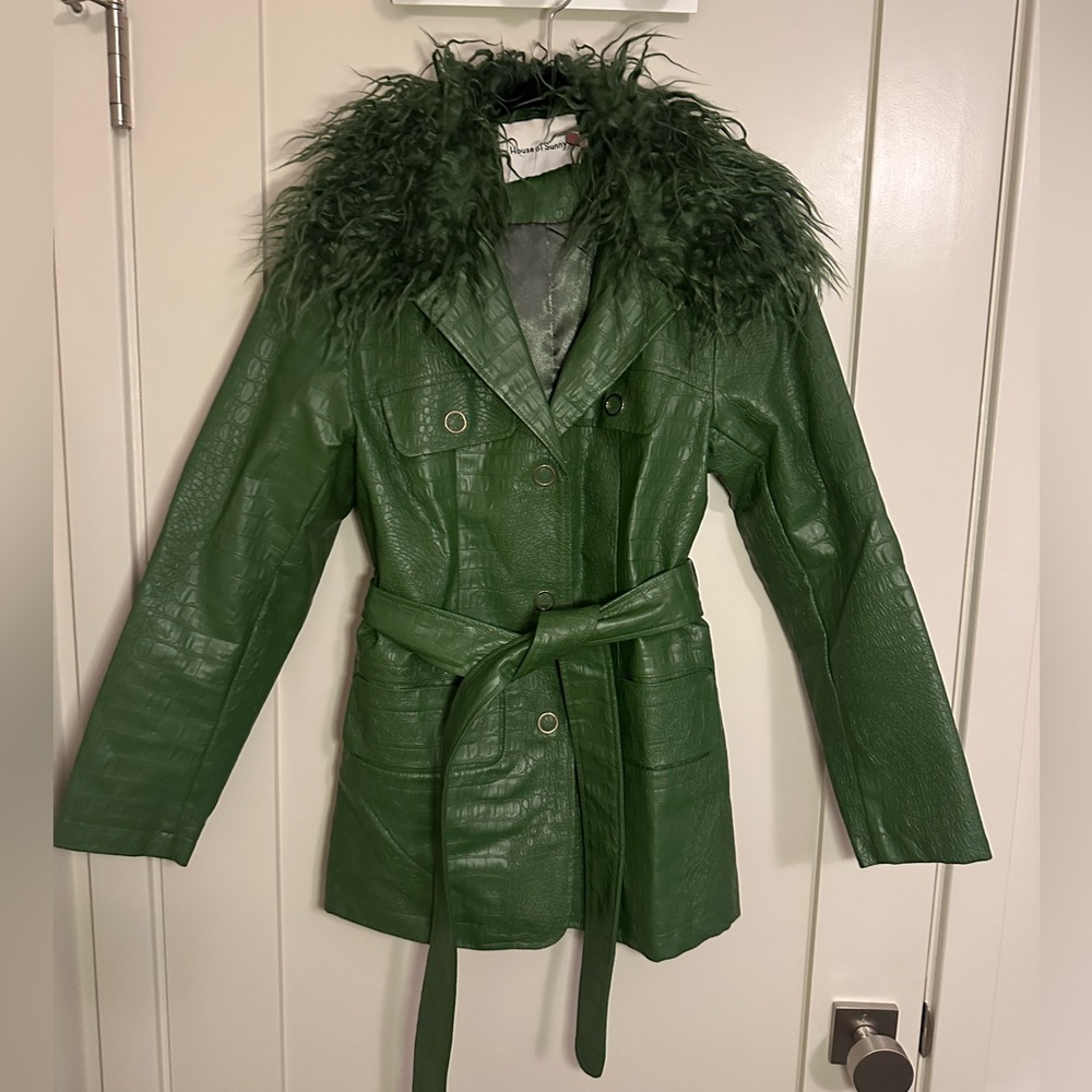House of Sunny Faux Crocodile Green Jacket